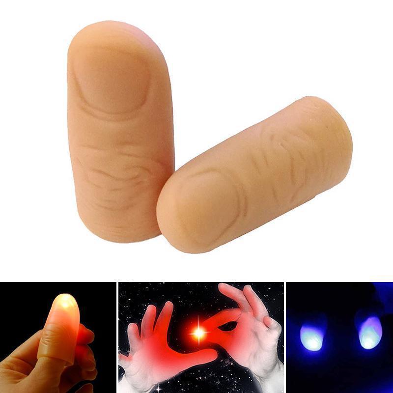 Magiske fingertupplys som lyser opp i mørket, perfekt for trylleshow og underholdning.
