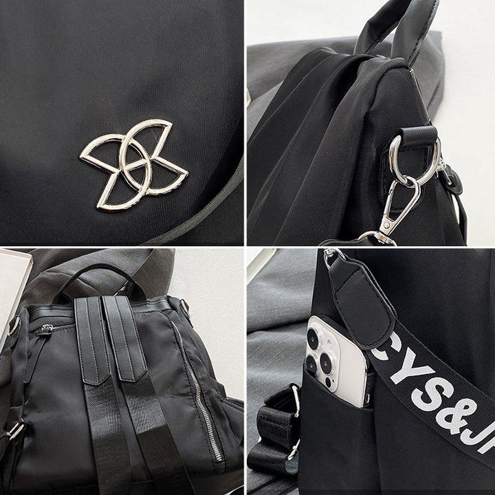 Praktisk Oxfordstoff ryggsekk for kvinner. Tyverisikret og vanntett med god plass for jobb eller byliv.