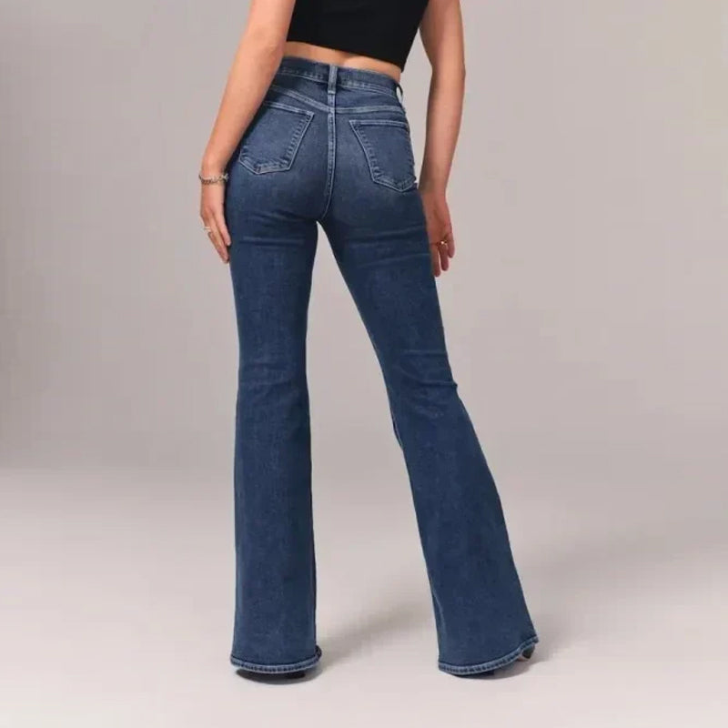Sommer-klare kvinner jeans: Høy midje, utsvingt passform, stretch og komfort.