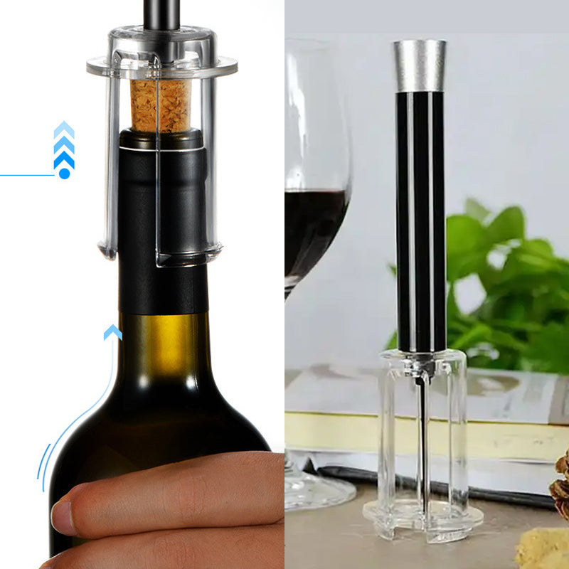 Brukervennlig lufttrykk vinåpner som fjerner korker med et trykk. Perfekt vinutstyr.