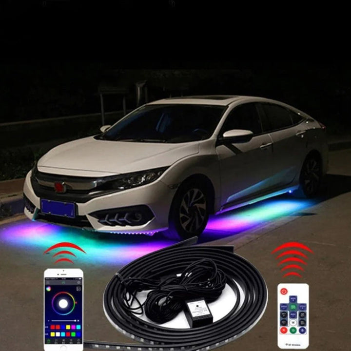 Vanntett UnderGlow LED-strips, perfekt for eksteriør bilbelysning og underglow effekt.