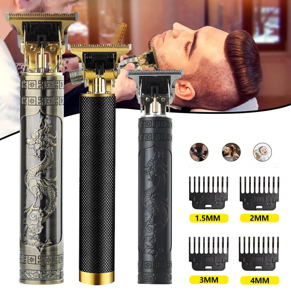 Menns vintage look trådløs hårtrimmer. Ideell for presis skjeggtrimming og hårstyling. Oppladbar gave.