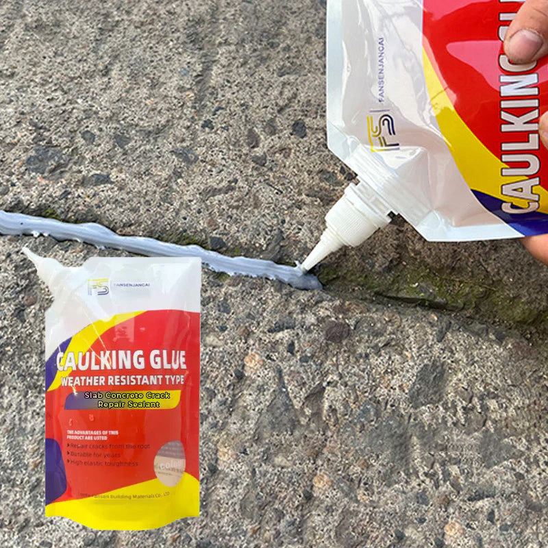 Grå betongsprekk tetningsmasse for varige, vanntette utendørs reparasjoner av sprekker i betong.