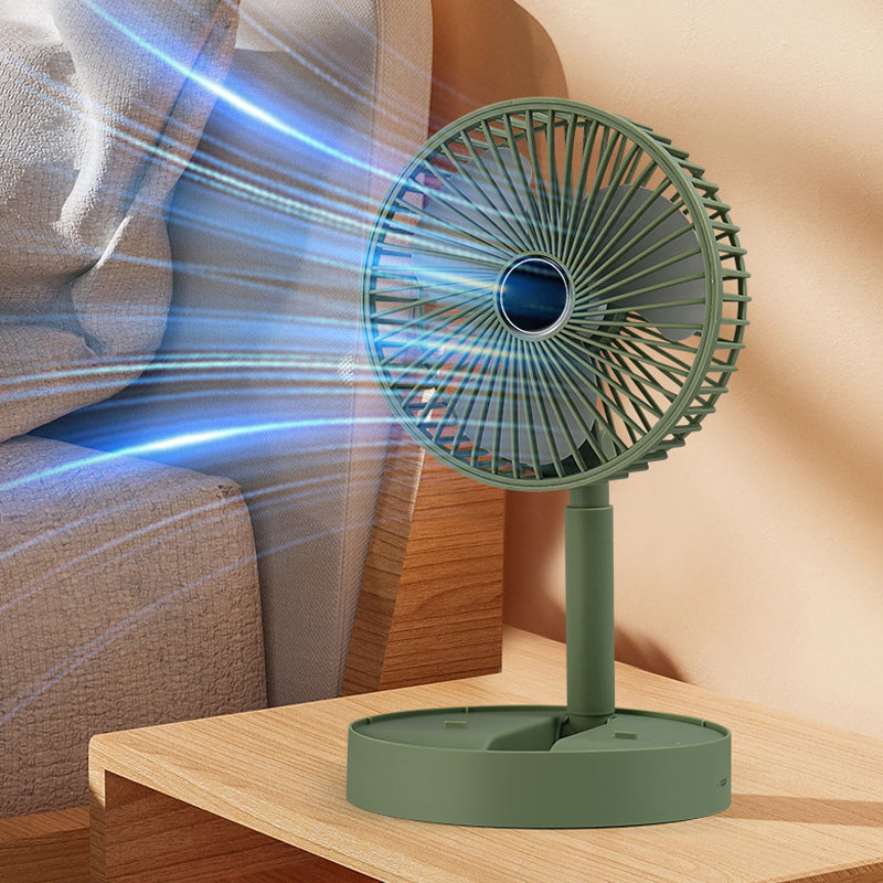 Smart oppladbar vifte, teleskopisk og plassbesparende, et must for sommeren.