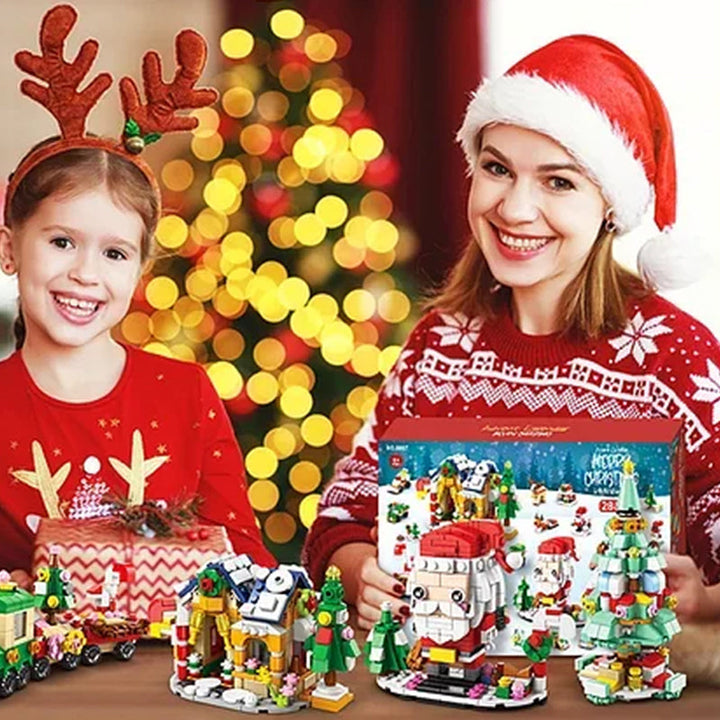 Åpen julekalender med 24 luker som avslører spennende byggeklosser og figurer hver dag.