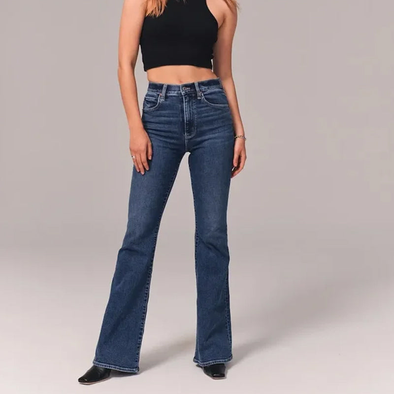 Stretch-jeans for kvinner, utsvingt design, perfekt for vår og sommer.