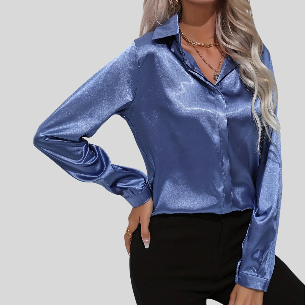 Elegant kvinners hverdagsbluse, langermet, perfekt for kontor og fritid. Allsidig dametopp.