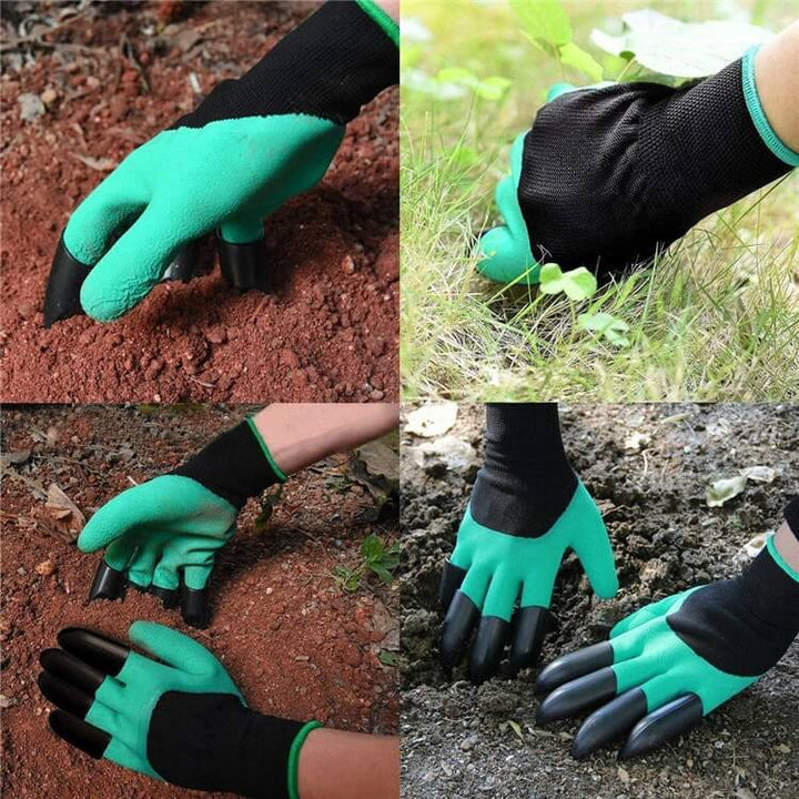 Ergonomiske gravehansker med klør for bedre grep og beskyttelse under allsidig hagearbeid.