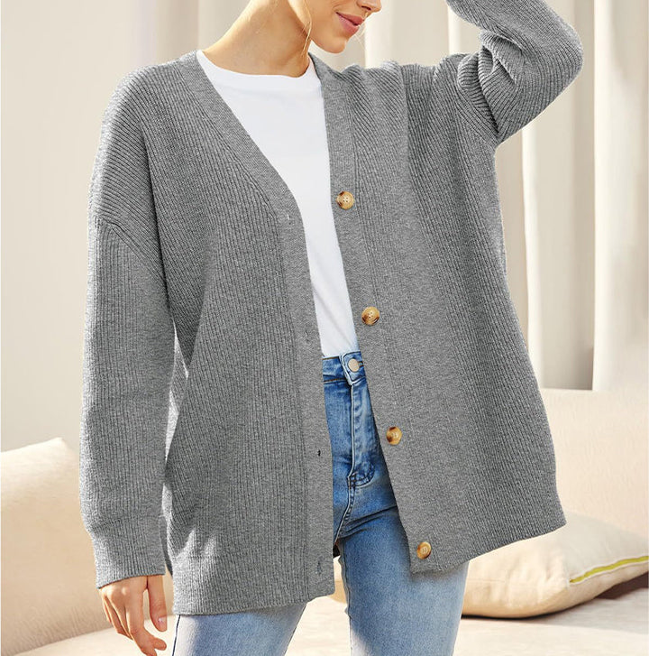 Business ensfarget langermet cardigan for kvinner, lett å style.