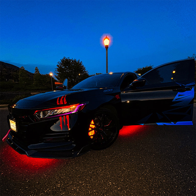 UnderGlow LED-system til bil, musikkstyrt RGB-belysning for unik bil styling og stemning.