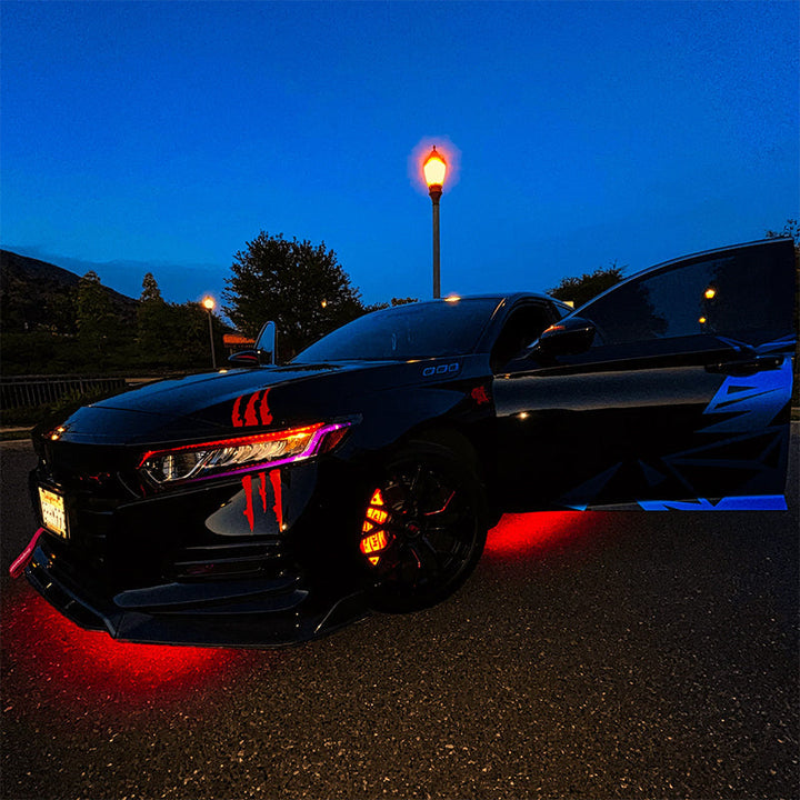 UnderGlow LED-system til bil, musikkstyrt RGB-belysning for unik bil styling og stemning.