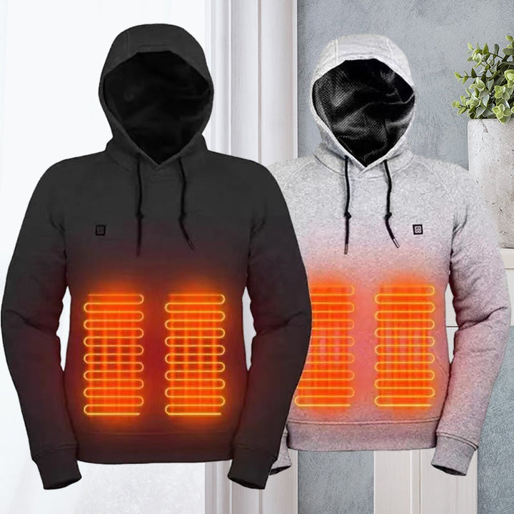 Herre USB-oppvarmet hettegenser i polyester for vinter, gir optimal varmekomfort. [[lstfy-media:1]]