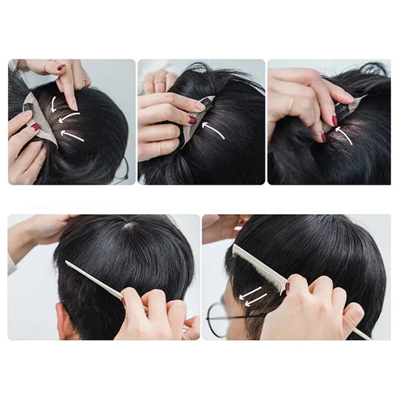 Svart syntetisk parykk for damer. Naturlig look, enkel hårstyling og behagelig passform med elastisk nett.