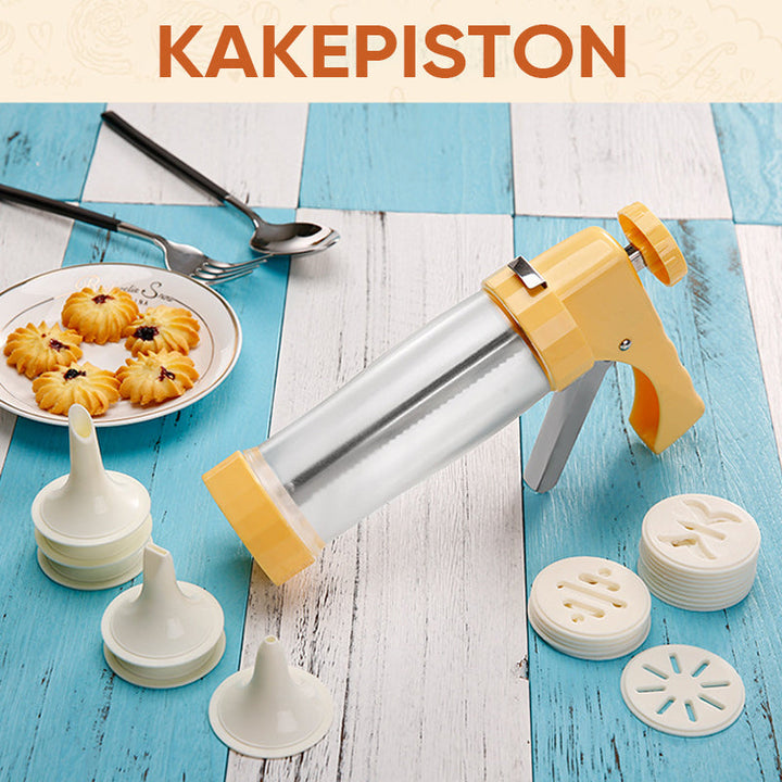 Kakepressesett for bakere; forenkler produksjon av store mengder kjeks.