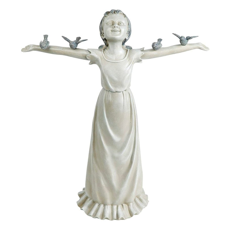 Hagestatue i form av jente, en dekorativ figur som passer perfekt til uteområdet.