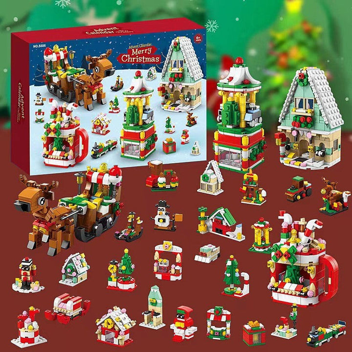 Julekalender byggeklosser for barn, magisk adventskalender med 24 overraskelser.