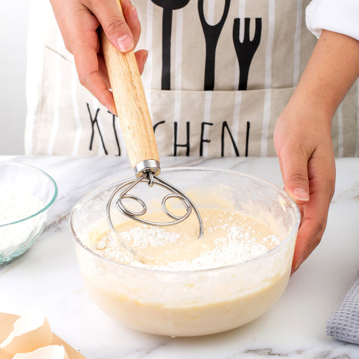 Deigvisp i rustfritt stål for baking og matlaging. Ergonomisk kjøkkenverktøy.
