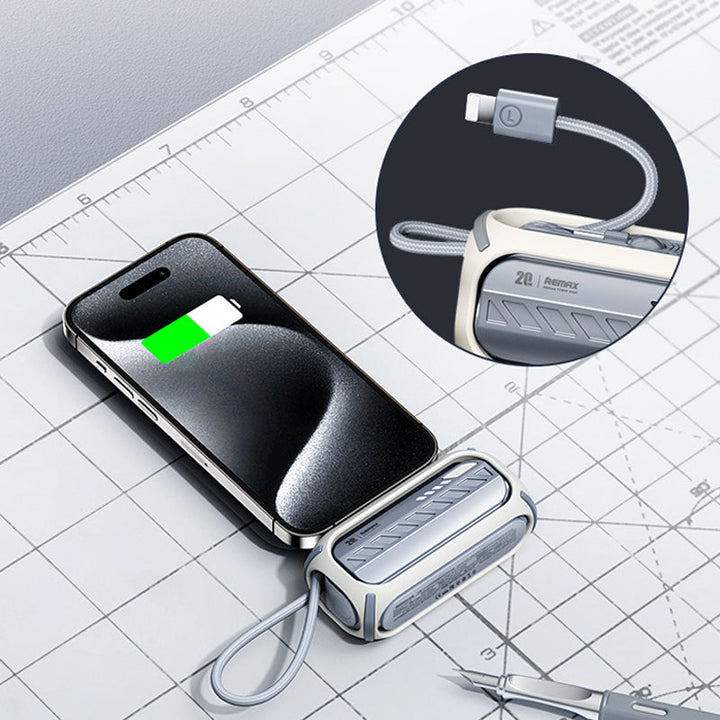 Bærbar powerbank for telefoner, roterende uttak. Perfekt reiselader med hurtiglading.