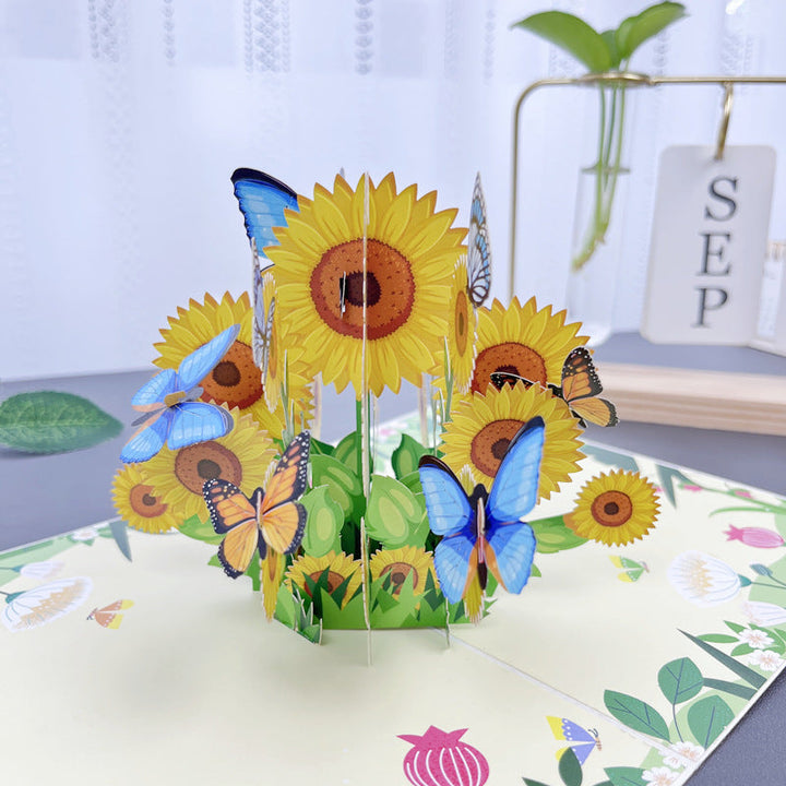 Unikt 3D-blomsterkort. Håndlaget papirkunst og en personlig gaveidé for bursdag eller en spesiell hilsen.