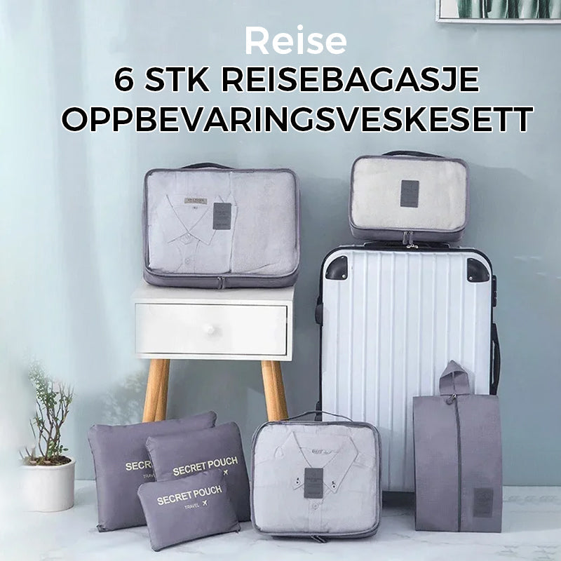 Smart oppbevaring for klær og tilbehør på reise. Vanntett polyester sett for optimal bagasje organisering.