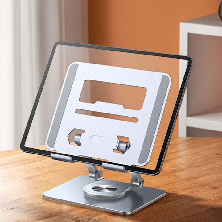 Slitesterk roterende aluminium holder, justerbar for optimal laptop-posisjon og ergonomi.
