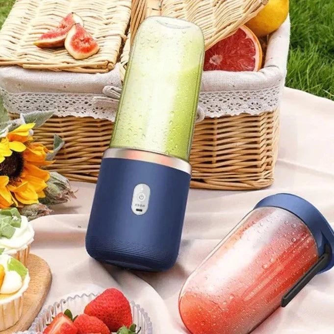 Kraftig bærbar smoothie maker med 6 blader i rosa, lager silkemyke smoothies hvor som helst.