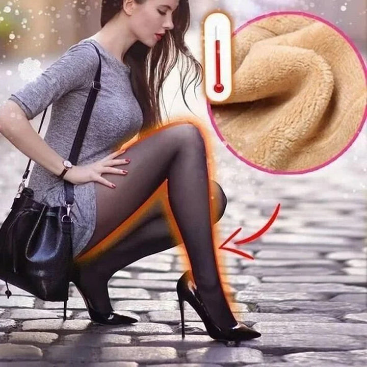Dame vinter leggings, termisk beskyttelse mot kulde, gjennomsiktig look effekt.