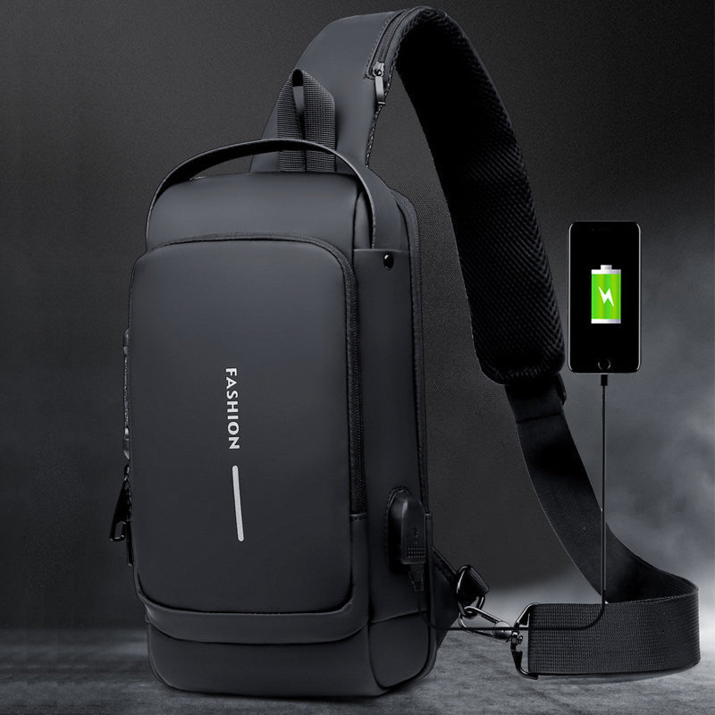 Funksjonell unisex messenger bag med USB-lading, perfekt for en aktiv livsstil.