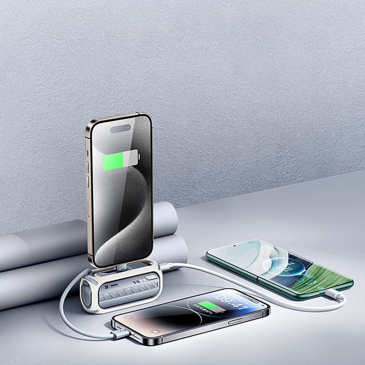 Roterende powerbank til telefon og nettbrett. Hurtiglading på farten, med 5000mAh.