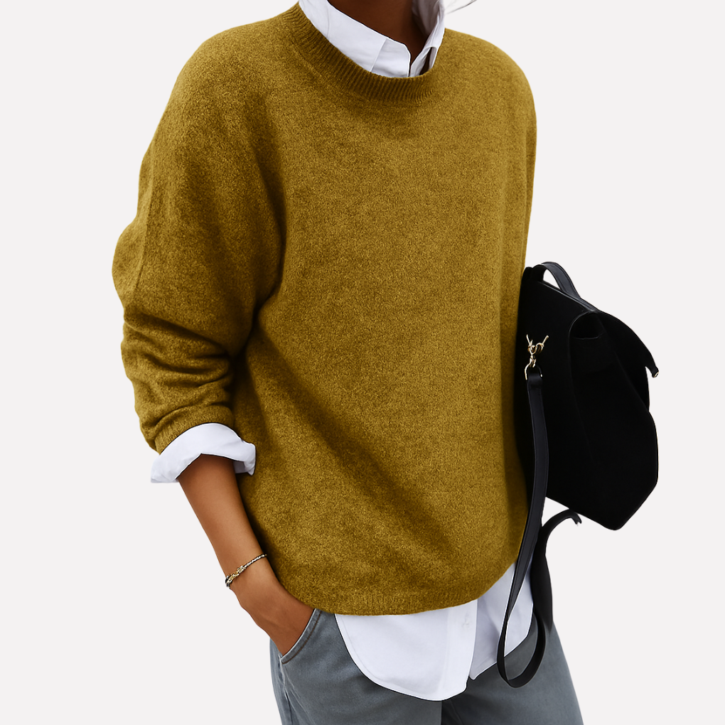 Kvinners klassisk strikkegenser, komfortabel langermet pullover perfekt for allsidig hverdagsbruk.