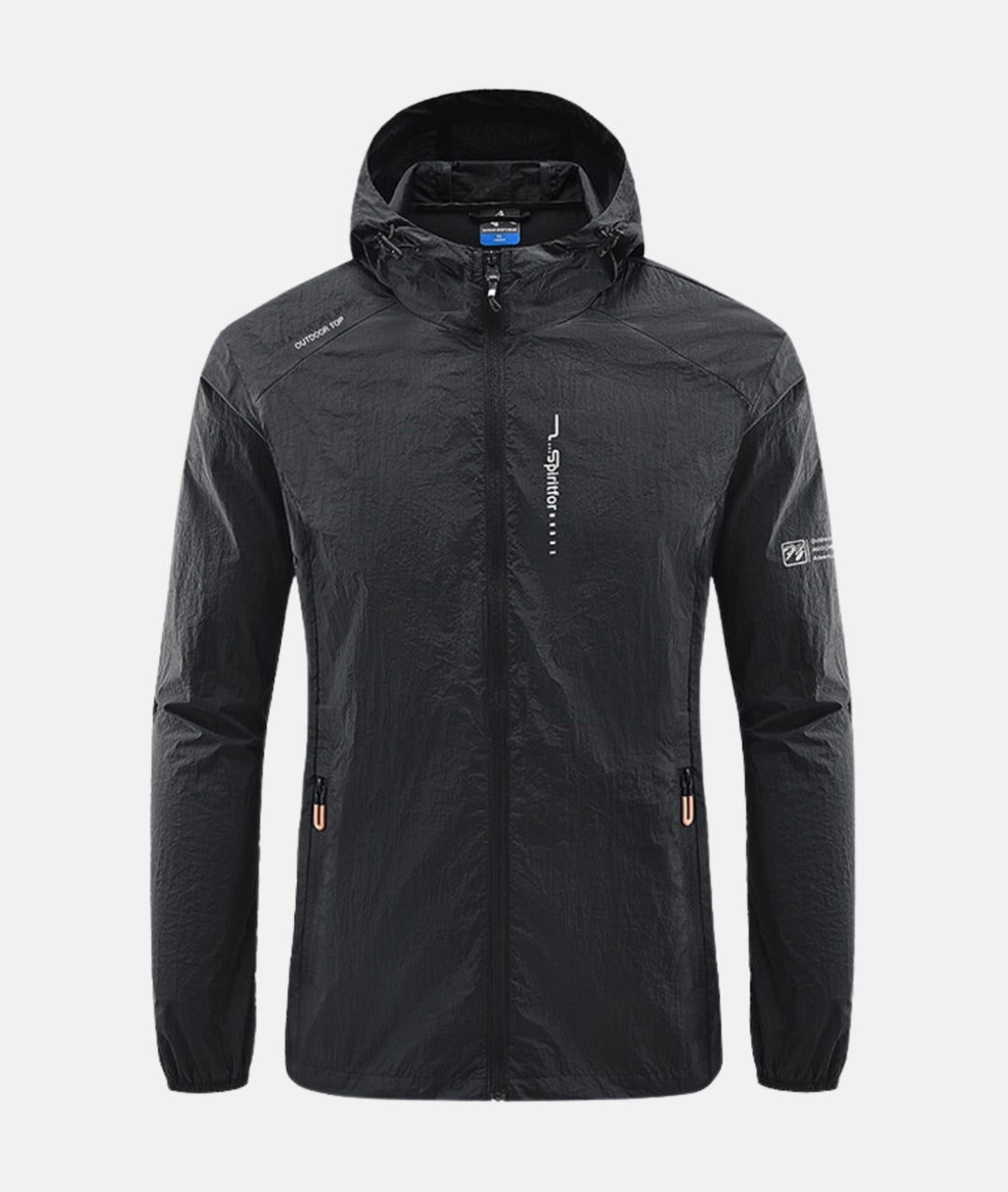 Herre ultralett sommerjakke i polyester med hette. Komfortabel, slim fit fritidsjakke for varmere dager.