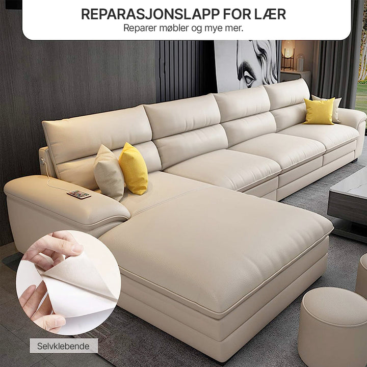 DIY skinnreparasjon: Selvklebende lapp for sofa, belte og veske.