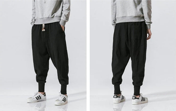 Uformelle herrebukser, behagelige joggebukser i harem-design med en avslappet, sporty stil.
