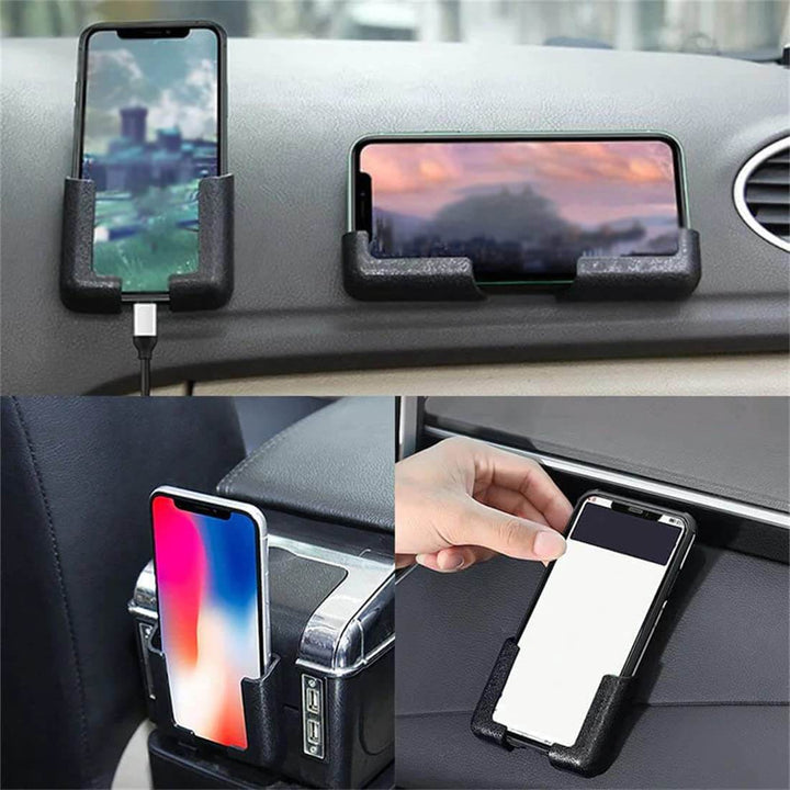 Allsidig mobilholder for smarttelefon. Bruk den i bilen, på kjøkkenet eller ved skrivebordet med selvklebende feste.