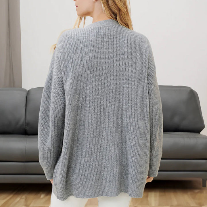 Casual ensfarget cardigan for kvinner, allsidig og komfortabel for hverdagsbruk.