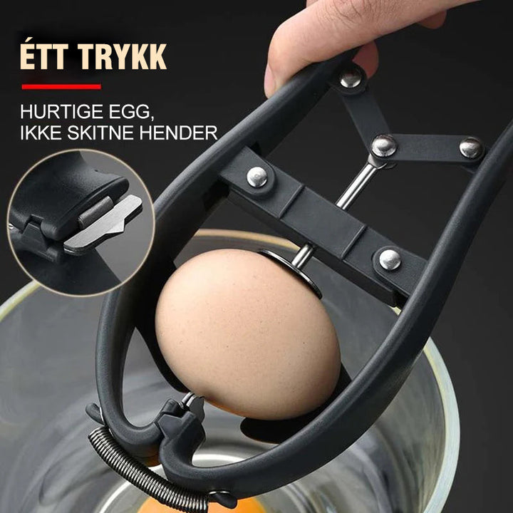 Gjør eggehåndtering lettere med denne 2-i-1 eggeåpneren i stål, et must for matlaging.