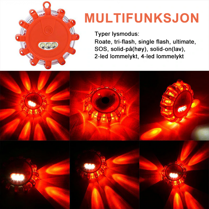 Robust, magnetisk nødvarsellys for bil, designet for pålitelighet og optimal sikkerhet på veien.