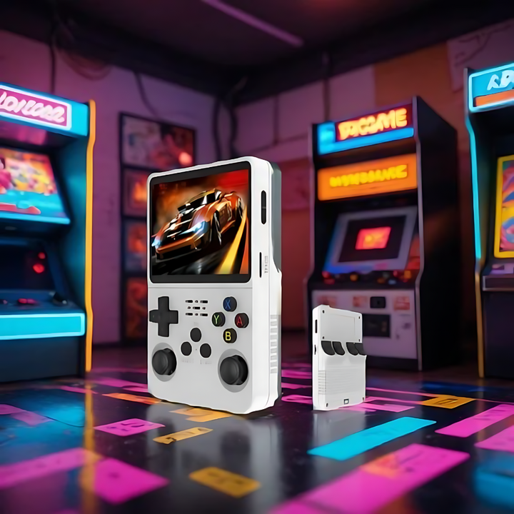 Bærbar RetroPlay Pro spillkonsoll, perfekt for nostalgi og videospillunderholdning overalt.