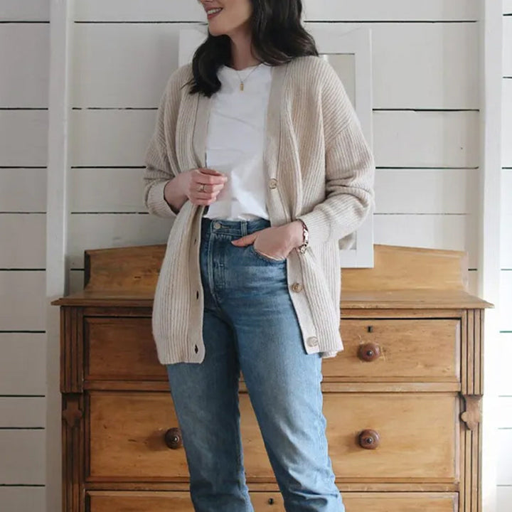 Business casual ensfarget cardigan genser for kvinner, passer vår og høst.