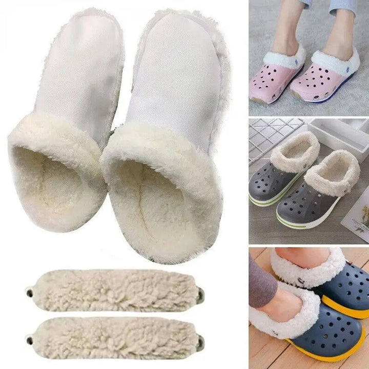 Fleece-lined sokker for tøfler. Avtakbart fôr for enkel rengjøring og varme.