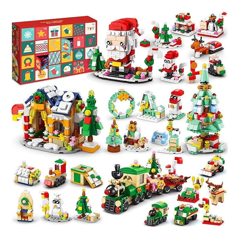 Pedagogisk byggeklosse julekalender for barn, fremmer finmotorikk og problemløsning.