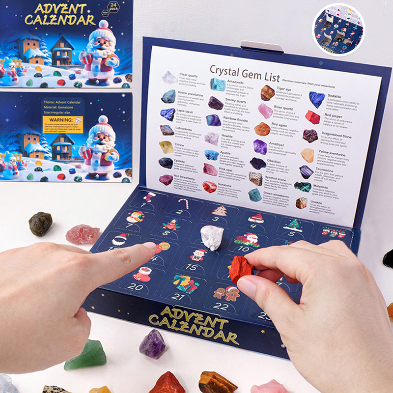 Julestein adventskalender med 24 unike krystaller og mineraler for barn og voksne.