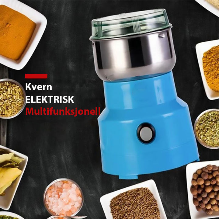 Rask og effektiv krydderkvern i rustfritt stål for hjemmekokken.