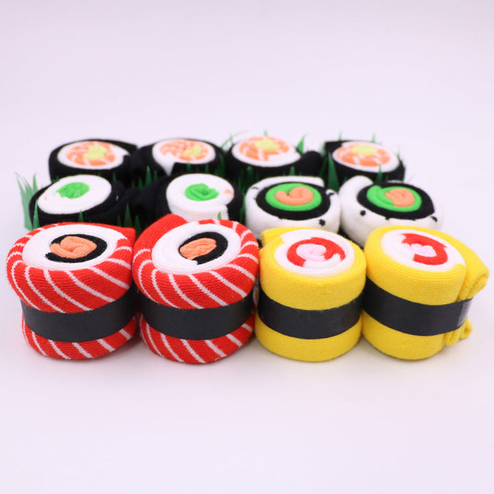 Unisex bomullssokker med fargerikt sushi design i gaveeske. Perfekt gaveidé for sushi-elskere.