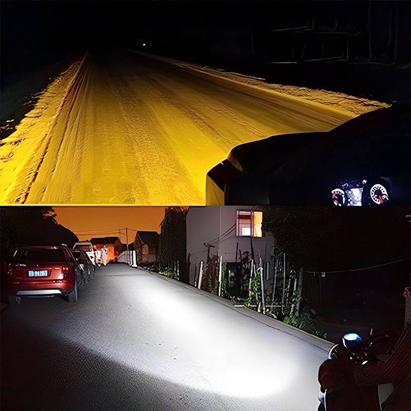 Lyssterkt LED hjelpelys til motorsykkel, essensielt MC-utstyr for trygg kjøring.