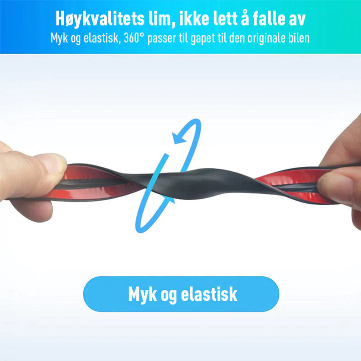 Fleksibel T-formet tetningslist til bilvindu, gir bedre lydisolering og forhindrer vanninntrenging.