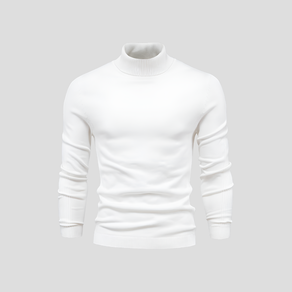 Grå herregenser med polokrage i myk bomull, tilbyr varme og stil for kaldere dager.