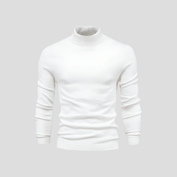 Grå herregenser med polokrage i myk bomull, tilbyr varme og stil for kaldere dager.