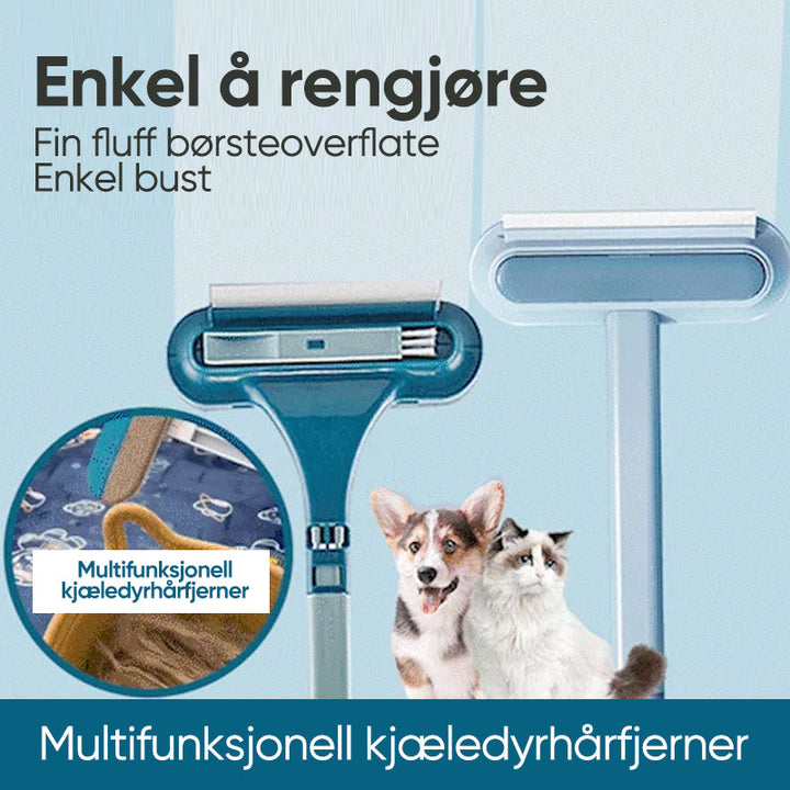 Nærbilde av den gjenbrukbare pelsfjernerens mekanisme, viser hvordan dyrehår samles effektivt.