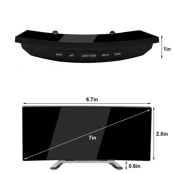 Elegant buet LED vekkerklokke i minimalistisk stil, en funksjonell og vakker interiørdetalj.